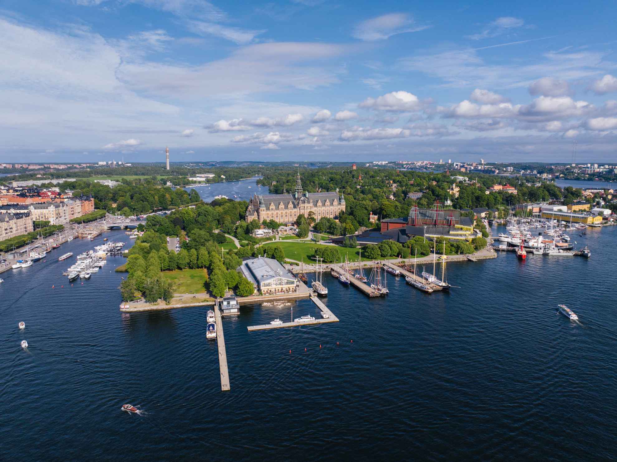 Een luchtfoto van Djurgården in Stockholm.